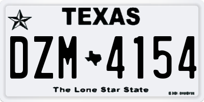 TX license plate DZM4154