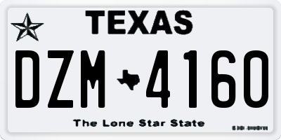 TX license plate DZM4160