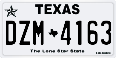 TX license plate DZM4163