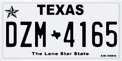 TX license plate DZM4165