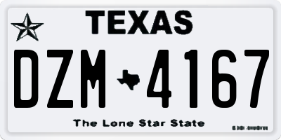 TX license plate DZM4167