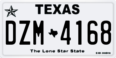 TX license plate DZM4168