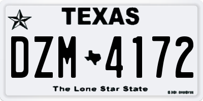 TX license plate DZM4172