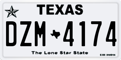 TX license plate DZM4174