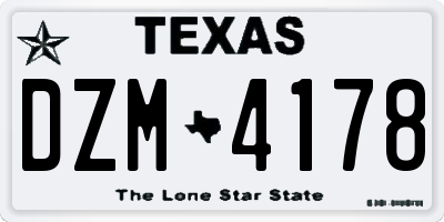 TX license plate DZM4178