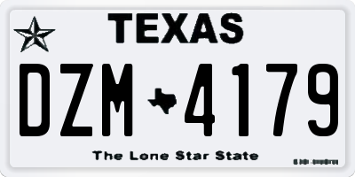 TX license plate DZM4179