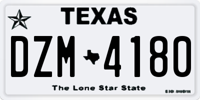 TX license plate DZM4180