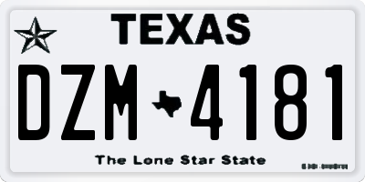 TX license plate DZM4181