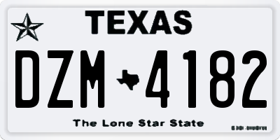 TX license plate DZM4182