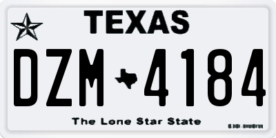 TX license plate DZM4184