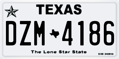 TX license plate DZM4186