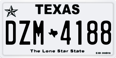 TX license plate DZM4188