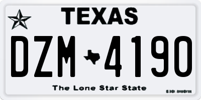 TX license plate DZM4190