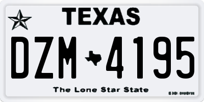 TX license plate DZM4195