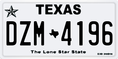TX license plate DZM4196