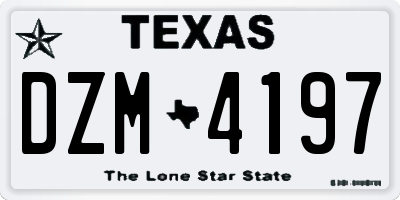 TX license plate DZM4197