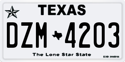 TX license plate DZM4203