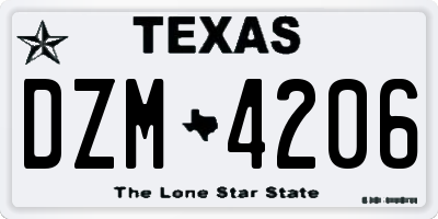 TX license plate DZM4206