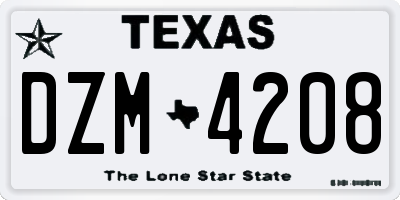 TX license plate DZM4208