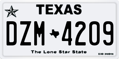 TX license plate DZM4209