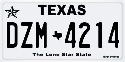 TX license plate DZM4214