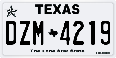 TX license plate DZM4219