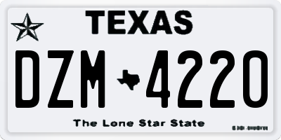 TX license plate DZM4220