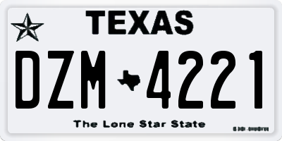 TX license plate DZM4221
