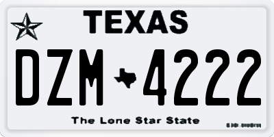 TX license plate DZM4222
