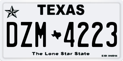TX license plate DZM4223