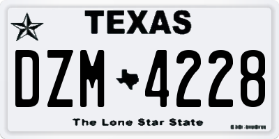 TX license plate DZM4228