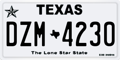 TX license plate DZM4230