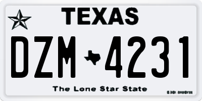 TX license plate DZM4231