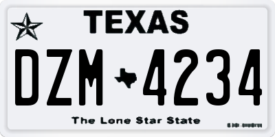 TX license plate DZM4234