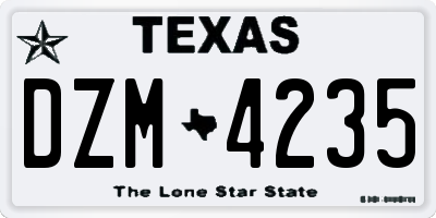 TX license plate DZM4235