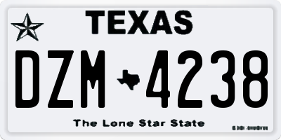 TX license plate DZM4238