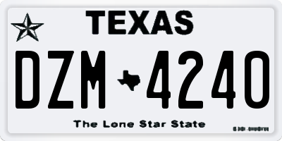 TX license plate DZM4240