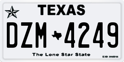 TX license plate DZM4249