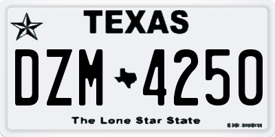 TX license plate DZM4250