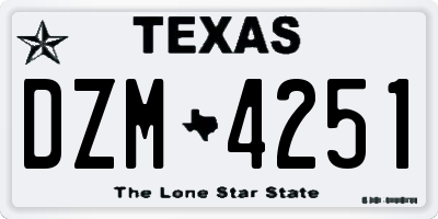 TX license plate DZM4251