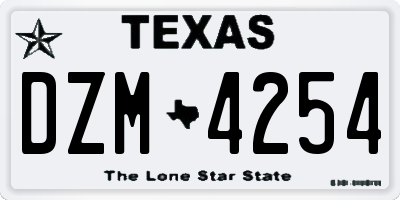 TX license plate DZM4254