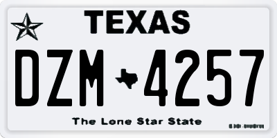 TX license plate DZM4257