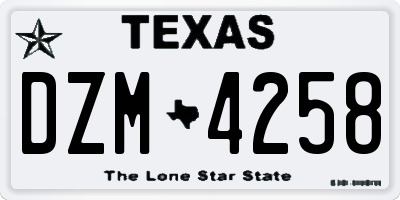 TX license plate DZM4258
