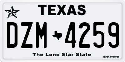 TX license plate DZM4259