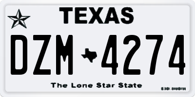 TX license plate DZM4274