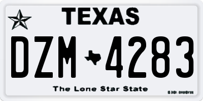 TX license plate DZM4283