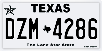 TX license plate DZM4286