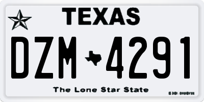 TX license plate DZM4291