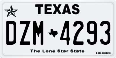 TX license plate DZM4293