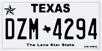 TX license plate DZM4294